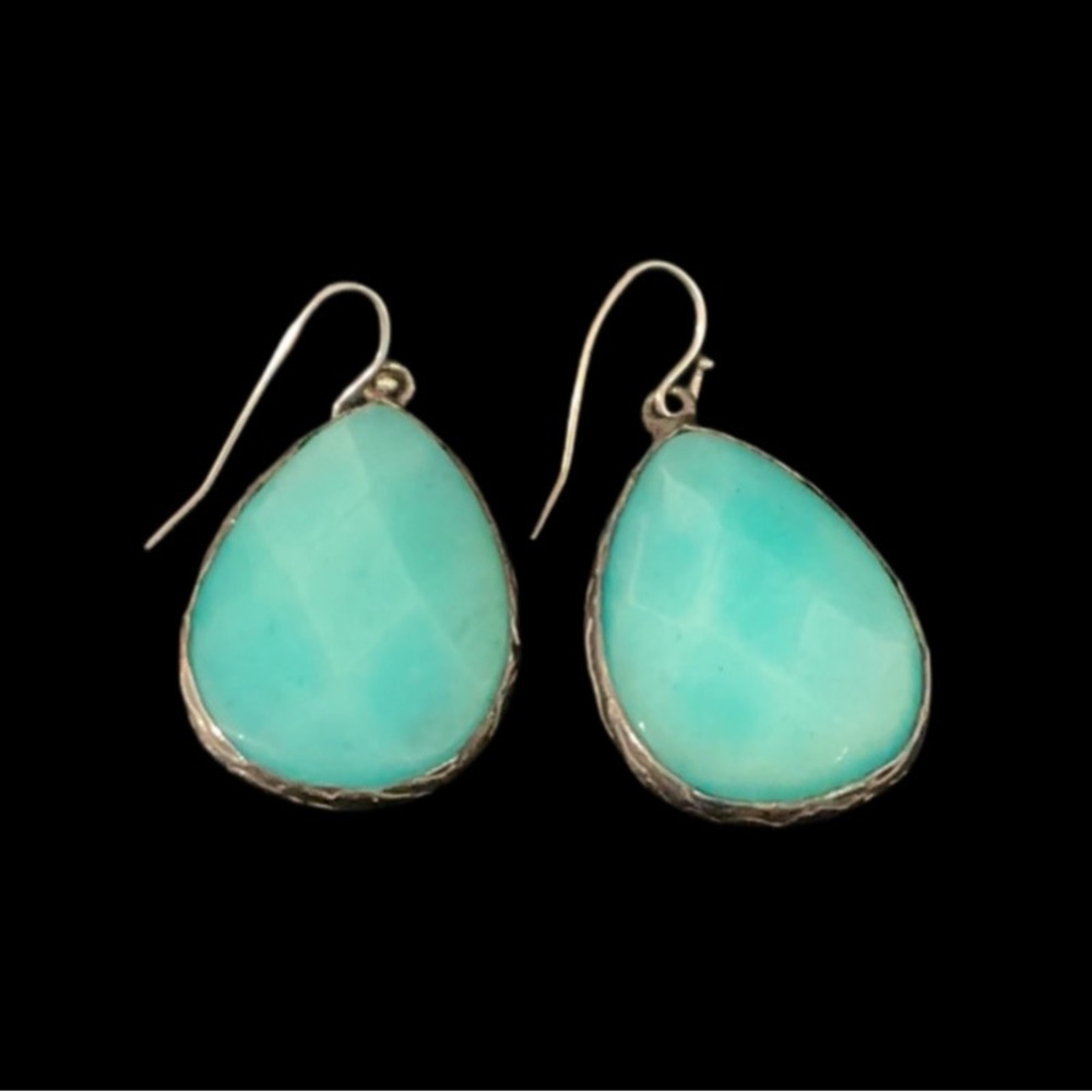 EARRINGS Simulated Turquoise Faceted Teardrop Earrings